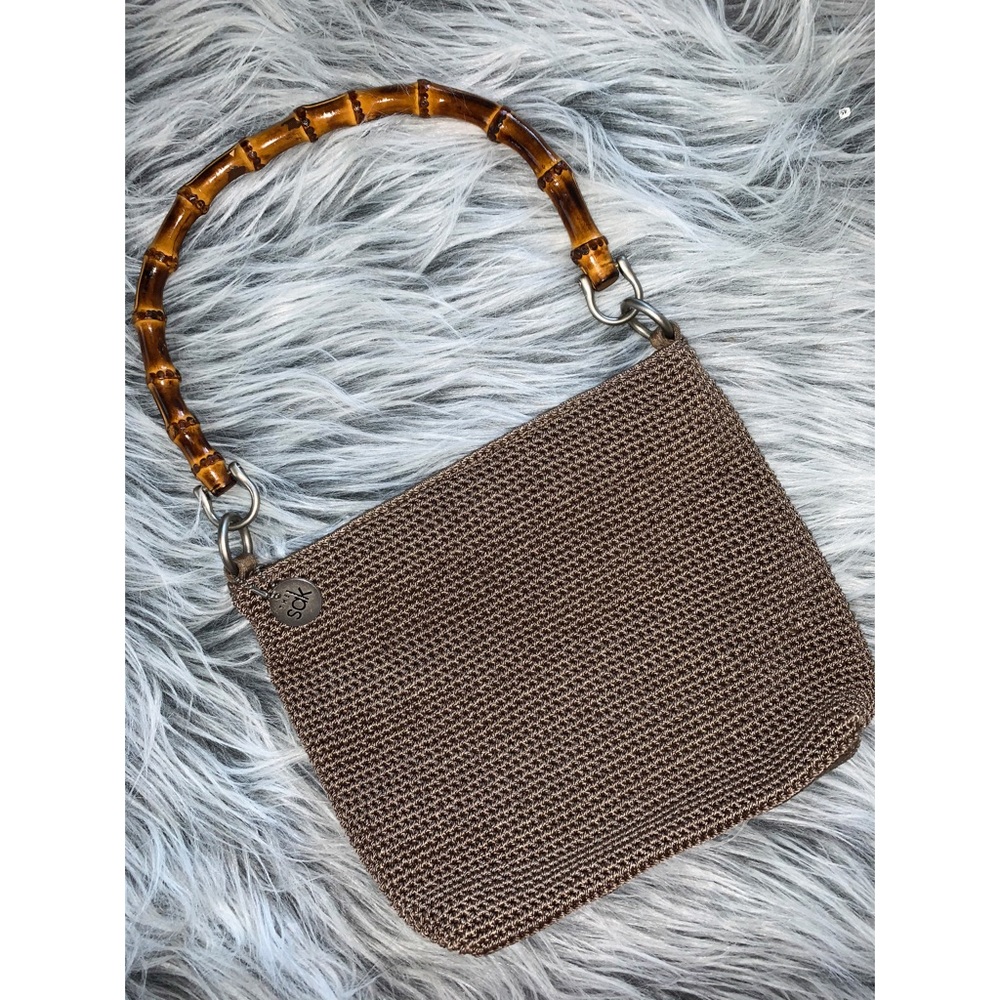 The SAK | Woven Shoulder Bag with Bamboo Handle